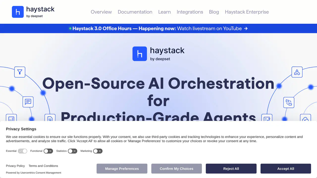 Homepage preview of Haystack, captured Aug 8, 2026