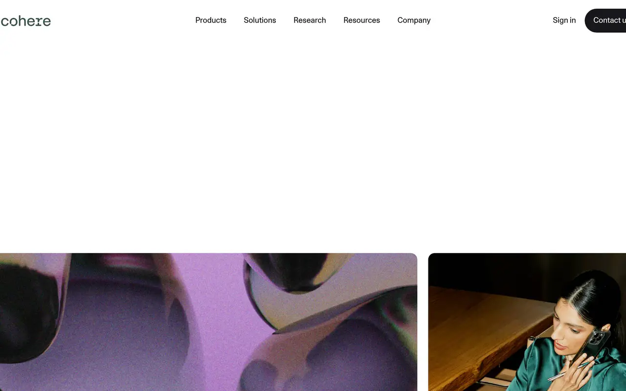 Homepage preview of Cohere, captured Jul 22, 2026