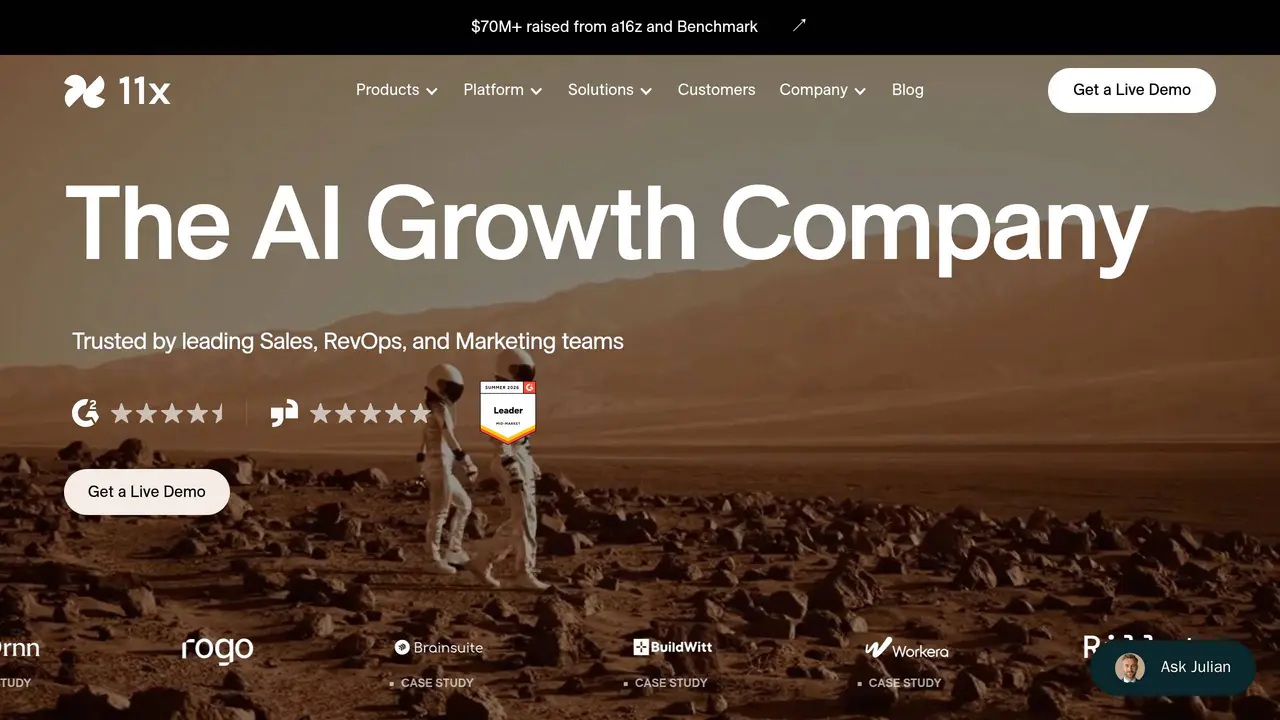 Homepage preview of 11x.ai, captured Aug 6, 2026