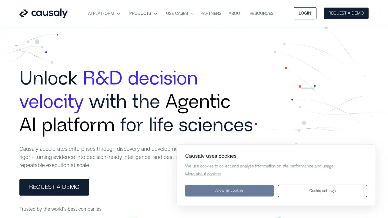 Homepage preview of Causaly, captured Aug 2, 2026