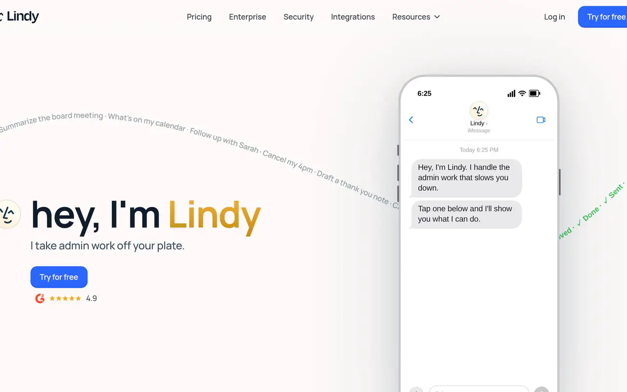Homepage preview of Lindy, captured Jul 21, 2026