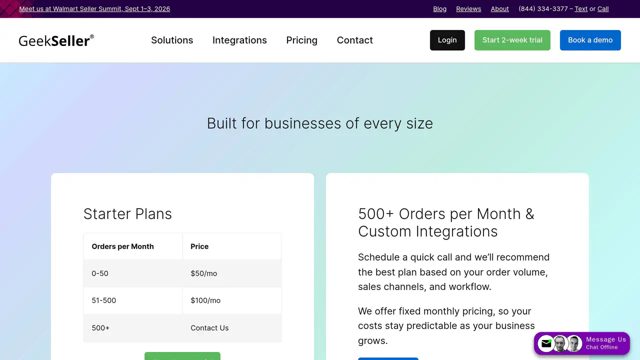 Pricing-page preview of GeekSeller, captured Aug 16, 2026