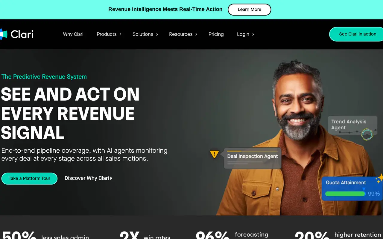 Homepage preview of Clari, captured Jul 21, 2026