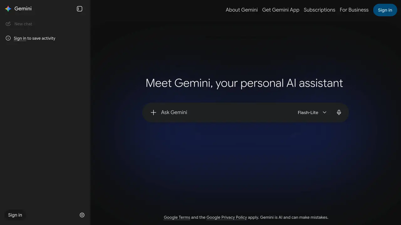 Homepage preview of Gemini, captured Aug 7, 2026
