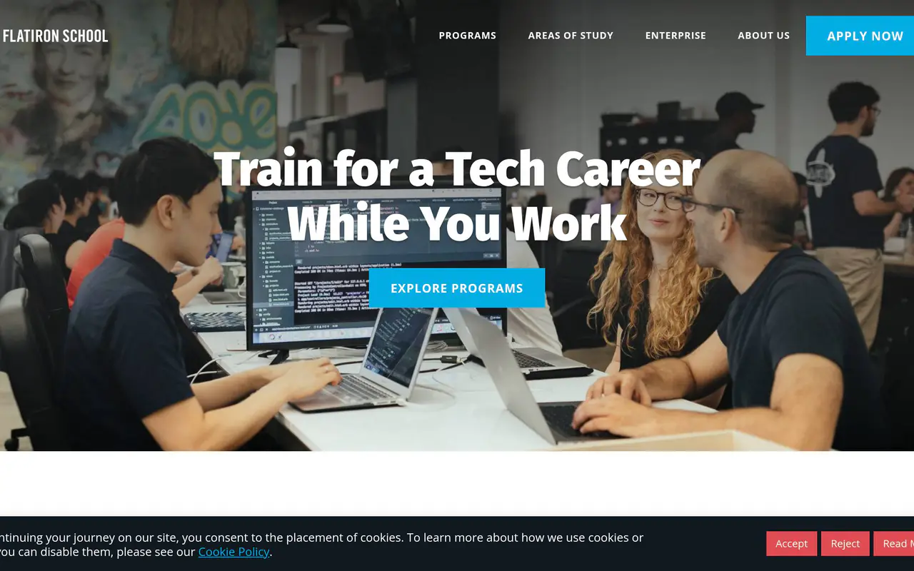 Homepage preview of Flatiron School, captured Jul 22, 2026