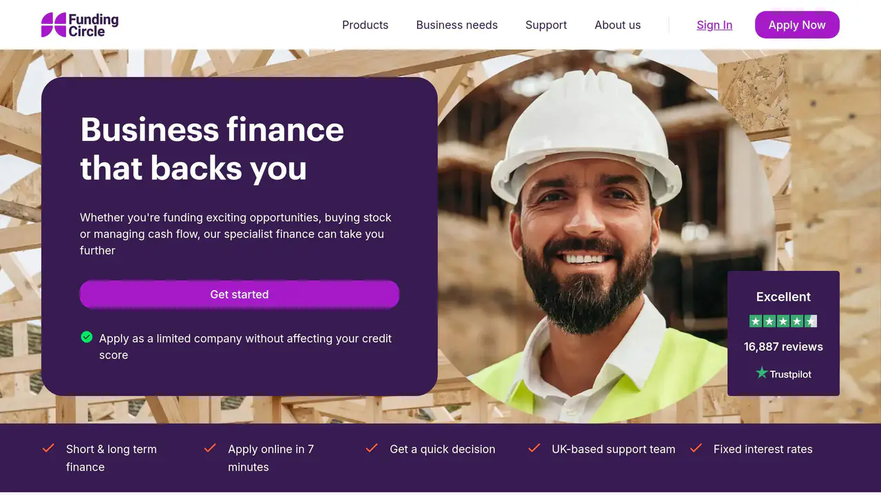 Homepage preview of Funding Circle, captured Jul 23, 2026