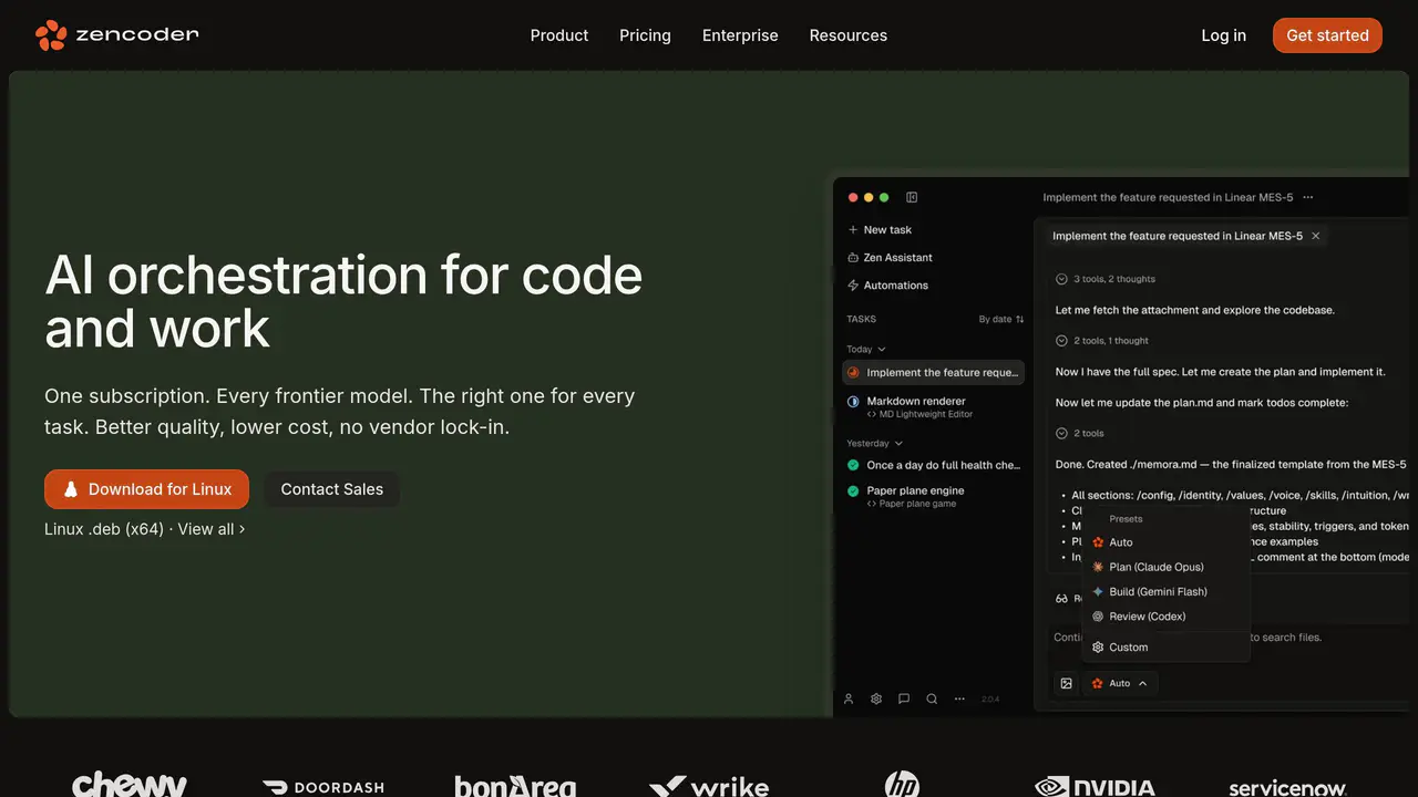 Homepage preview of Zencoder, captured Jul 23, 2026