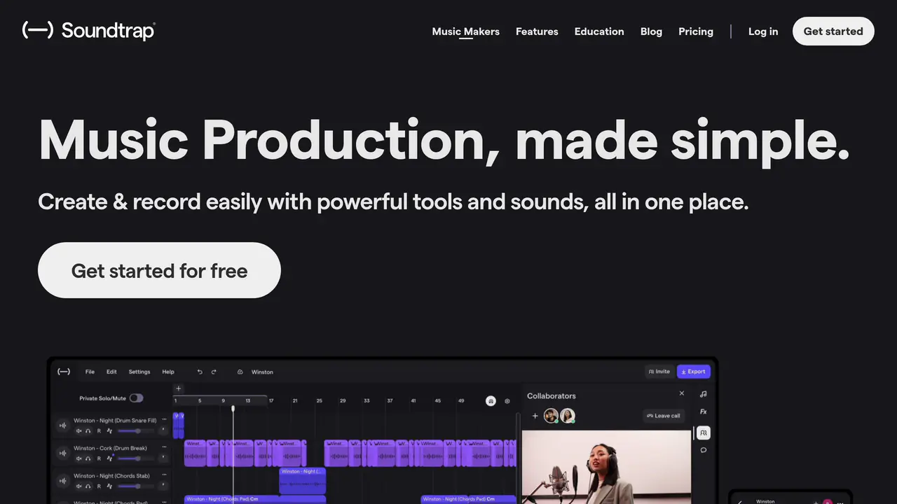 Homepage preview of Soundtrap, captured Jul 24, 2026