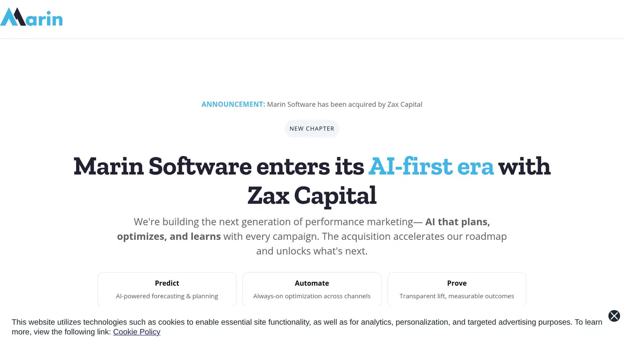 Homepage preview of Marin Software, captured Jul 30, 2026
