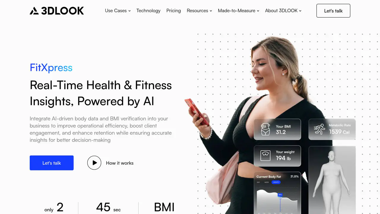 Homepage preview of 3DLOOK, captured Jul 30, 2026