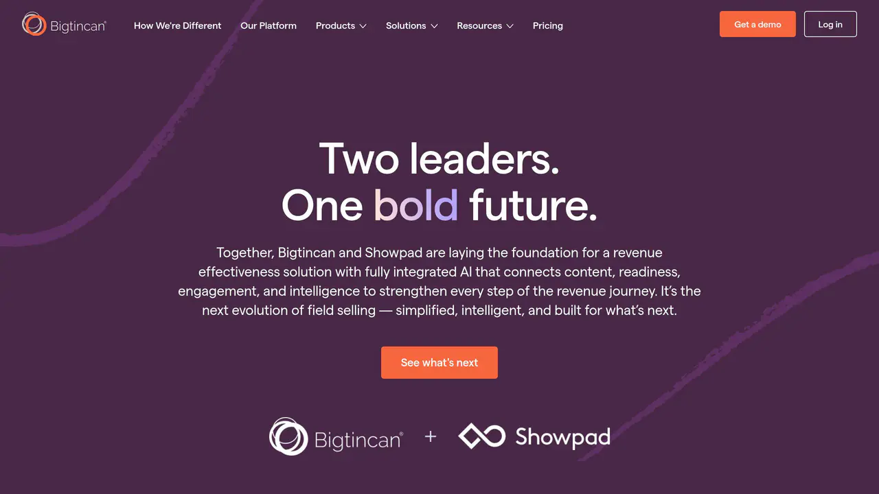 Homepage preview of Bigtincan, captured Aug 2, 2026