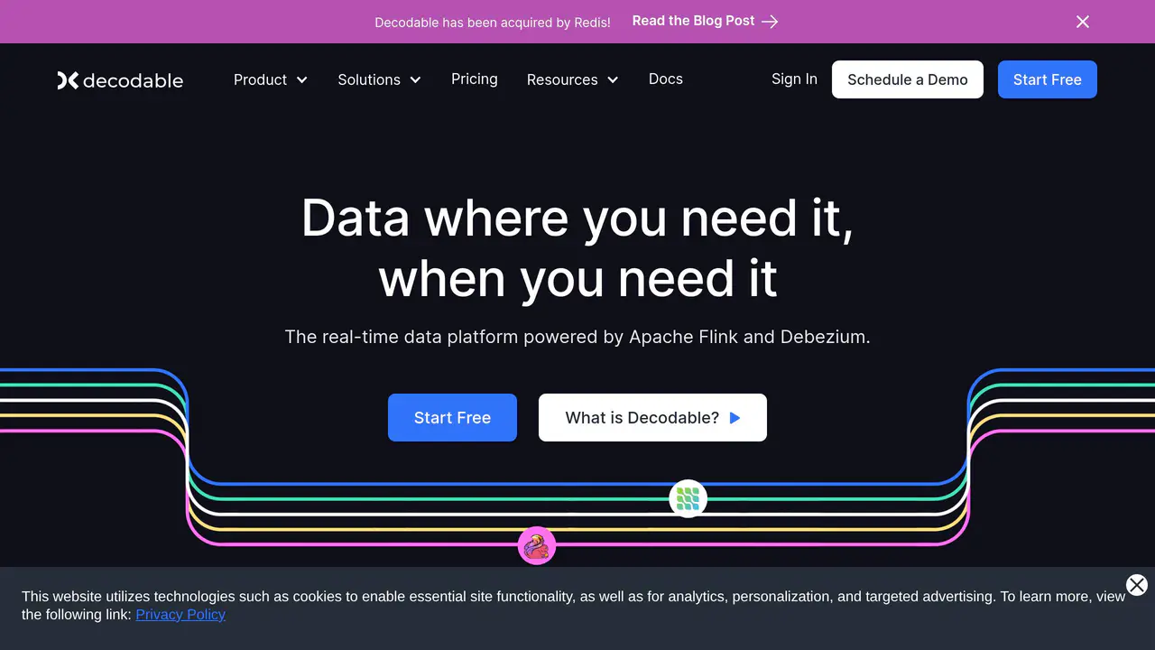Homepage preview of Decodable, captured Jul 30, 2026