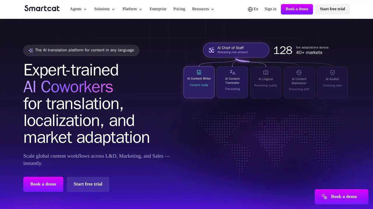 Homepage preview of Smartcat, captured Jul 24, 2026