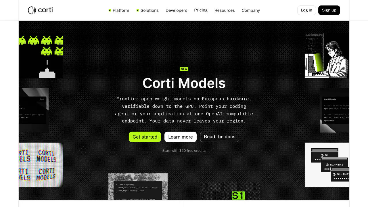 Homepage preview of Corti, captured Sep 29, 2026