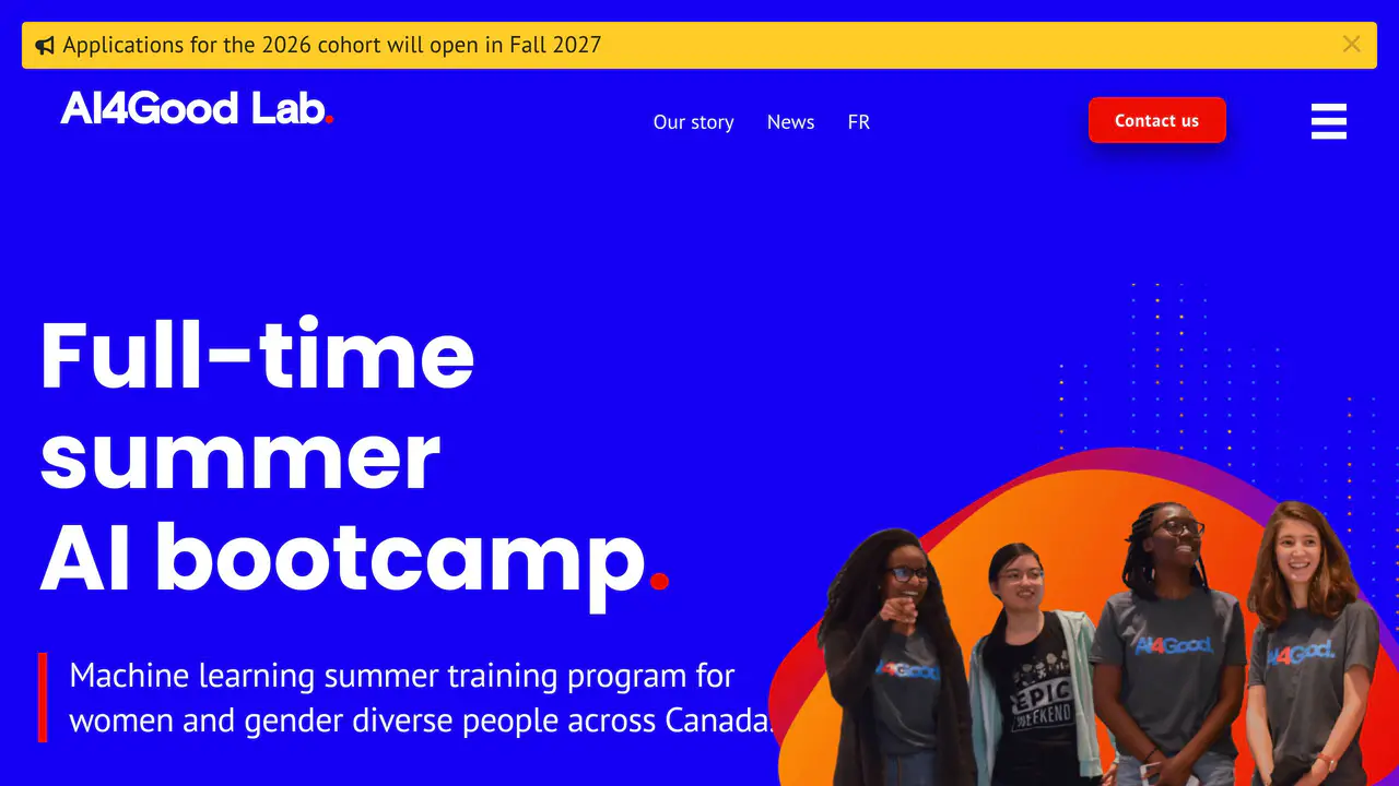 Homepage preview of AI for Good Lab, captured Sep 13, 2026