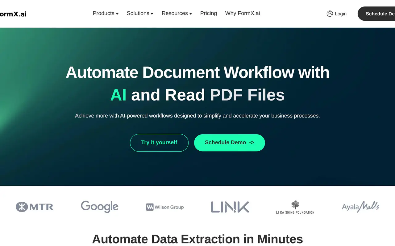 Homepage preview of FormX.ai, captured Jul 22, 2026