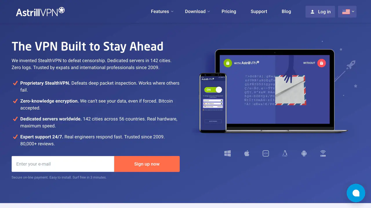 Homepage preview of Astrill VPN, captured Aug 1, 2026