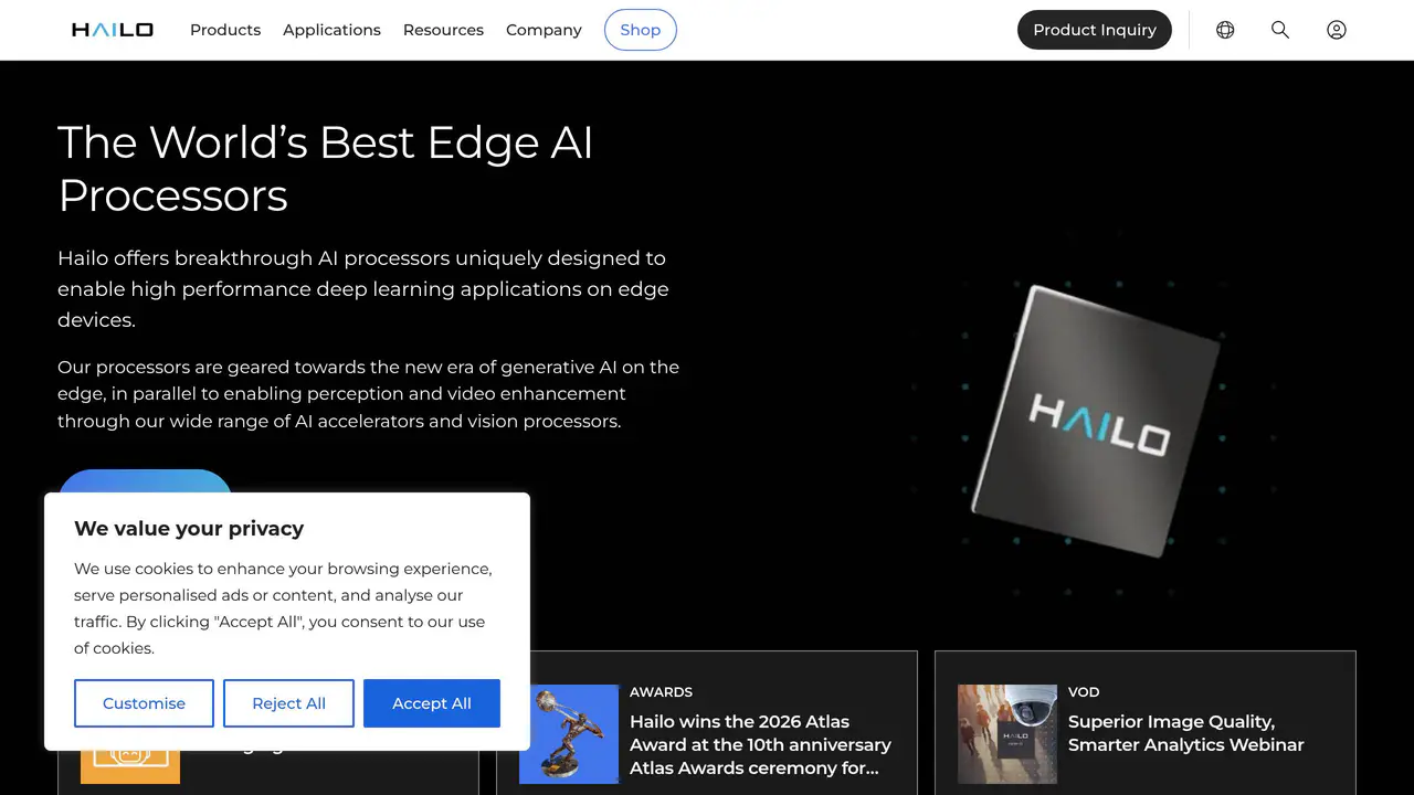Homepage preview of Hailo, captured Aug 29, 2026