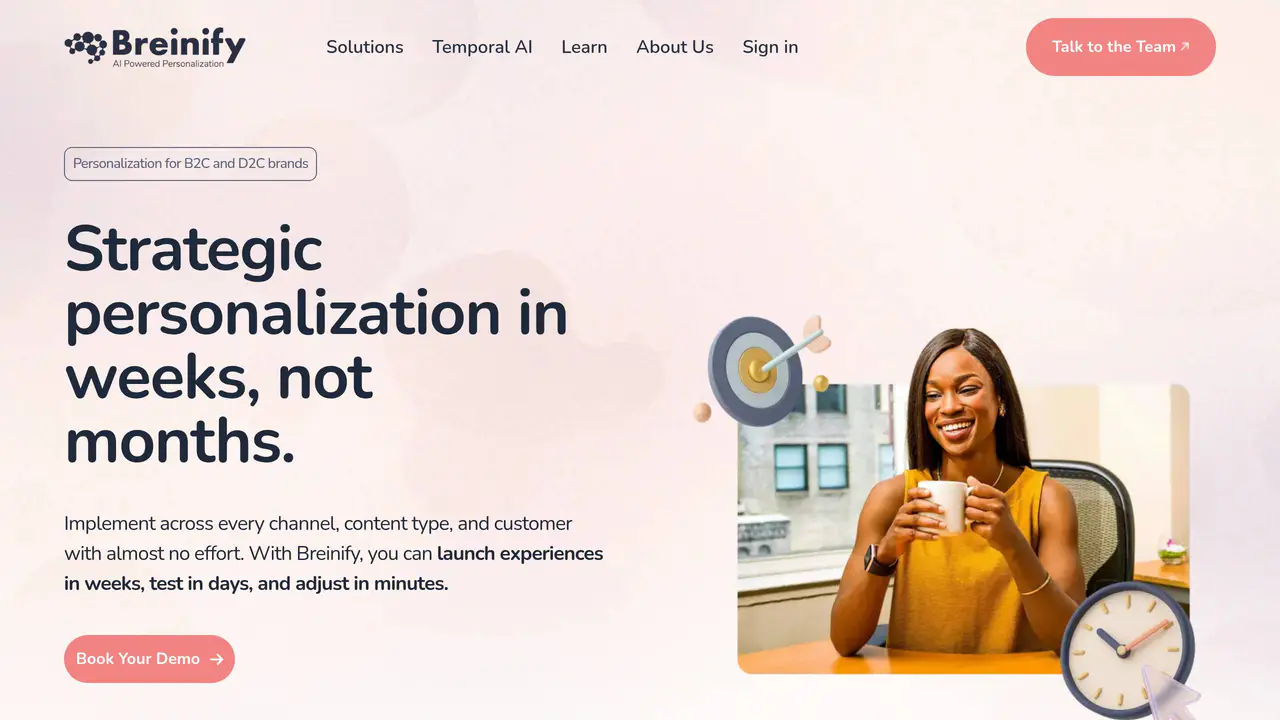 Homepage preview of Breinify, captured Jul 29, 2026