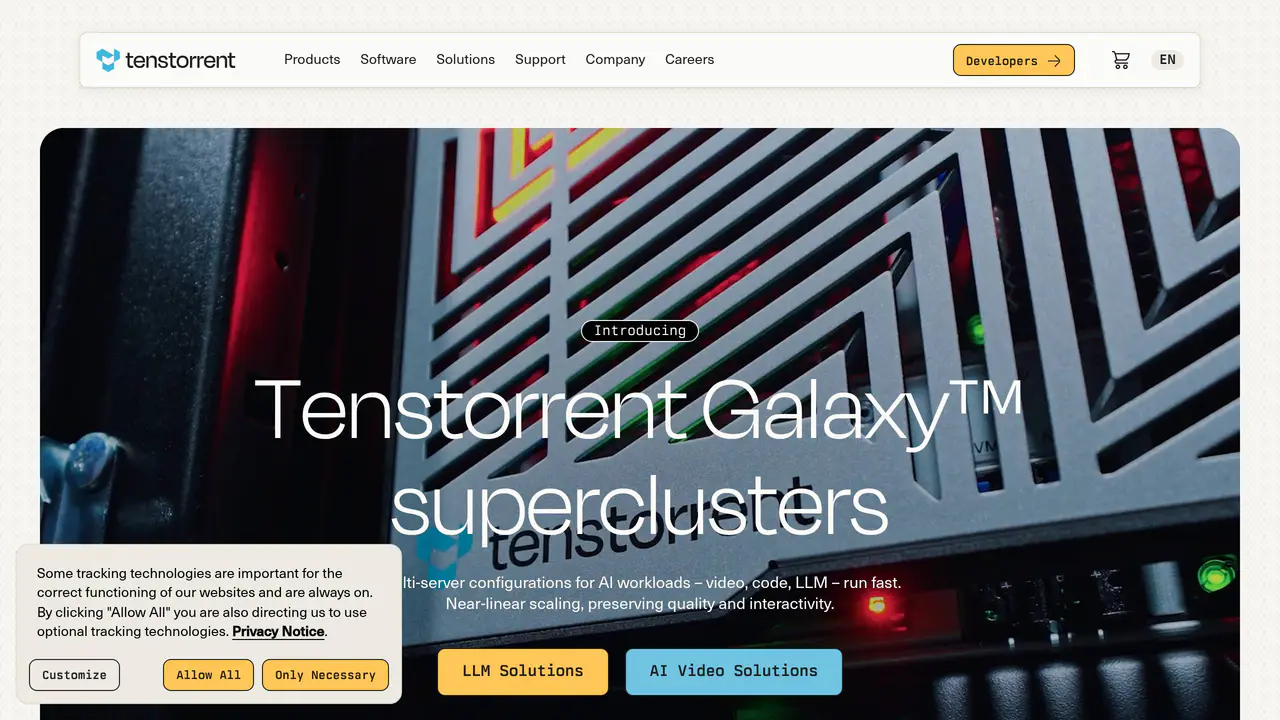 Homepage preview of Tenstorrent, captured Sep 15, 2026