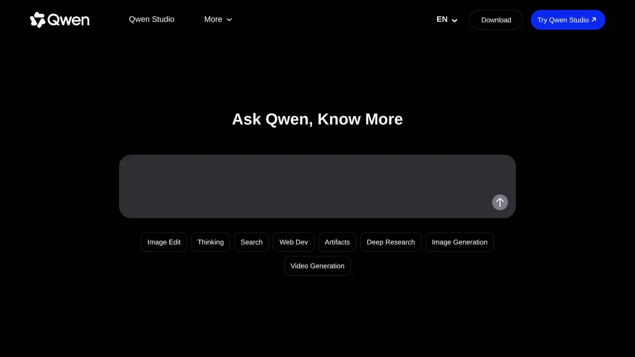 Homepage preview of Qwen2.5-Max, captured Jul 24, 2026