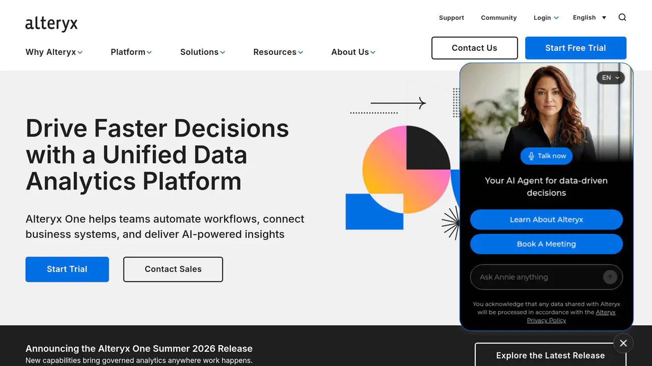 Homepage preview of Alteryx, captured Sep 11, 2026