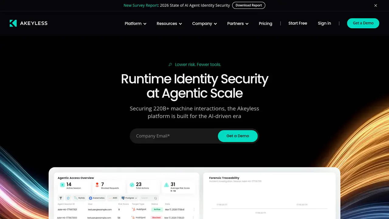 Homepage preview of Akeyless, captured Jul 23, 2026