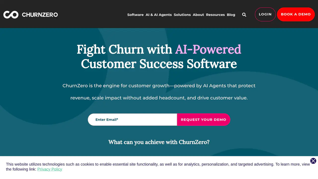 Homepage preview of ChurnZero, captured Jul 23, 2026