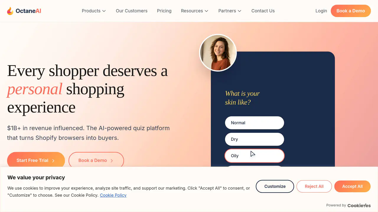 Homepage preview of Octane AI, captured Jul 24, 2026