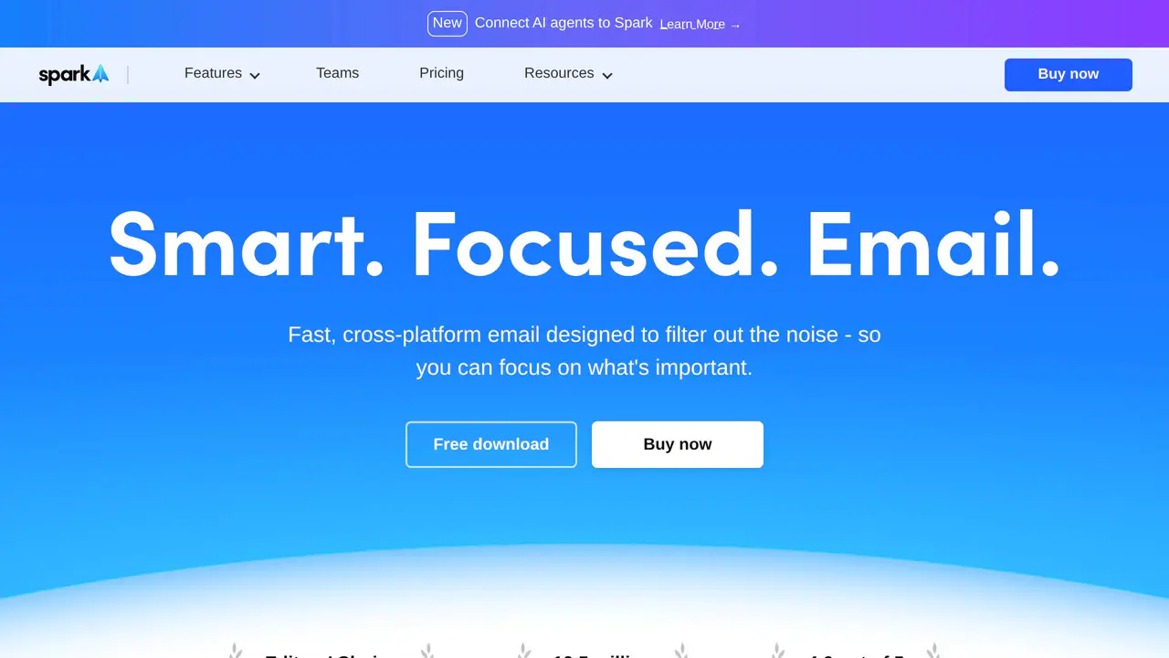 Homepage preview of Spark Email, captured Jul 23, 2026