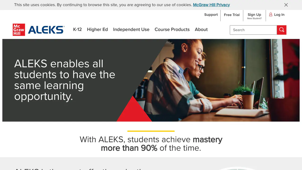 Homepage preview of ALEKS, captured Jul 24, 2026
