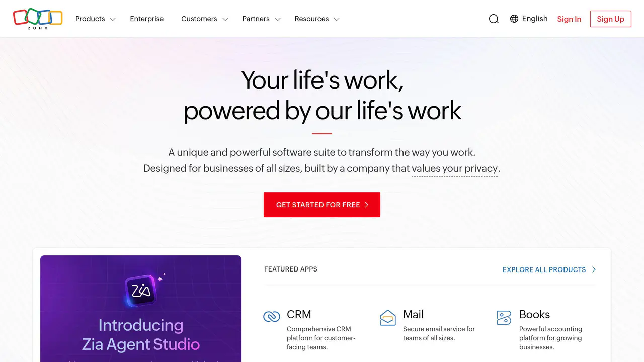 Homepage preview of Zoho Projects AI, captured Jul 23, 2026