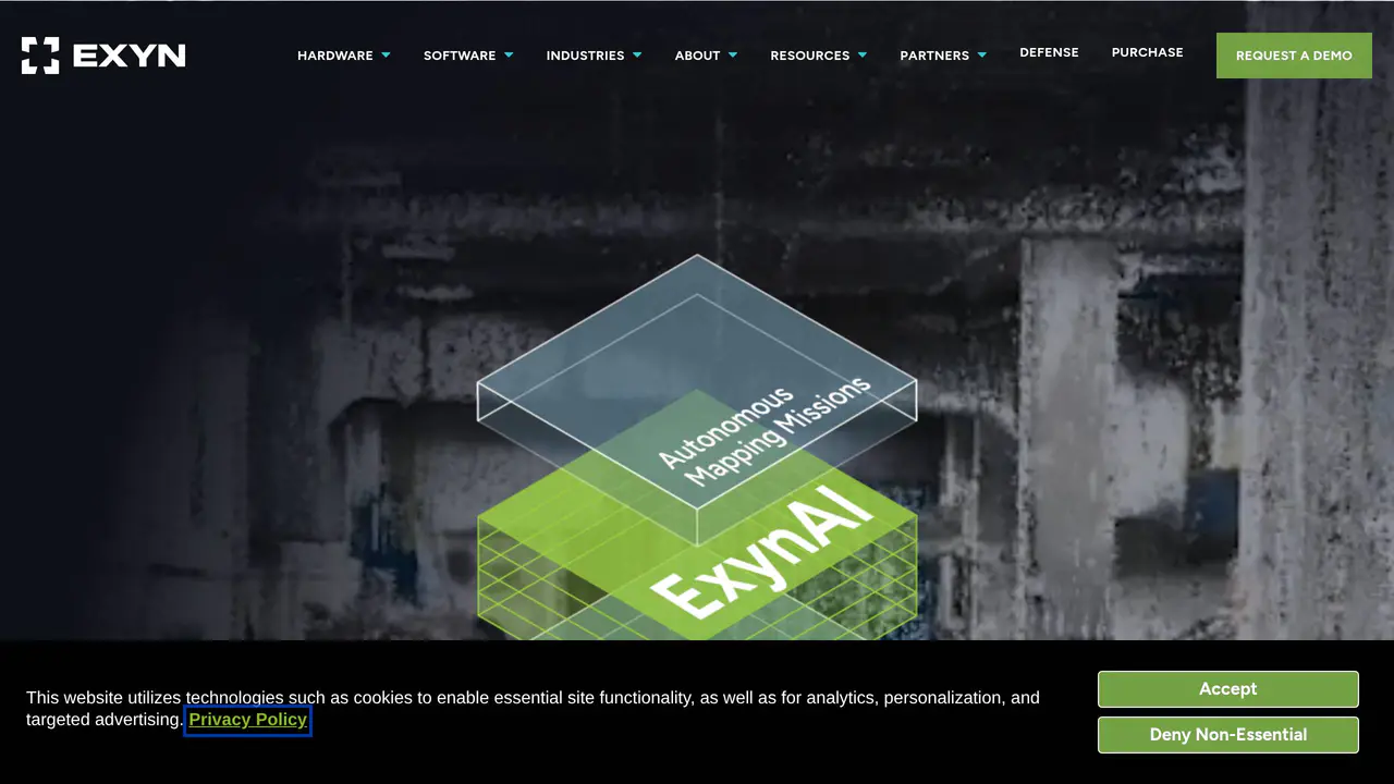Homepage preview of Exyn Technologies, captured Jul 24, 2026