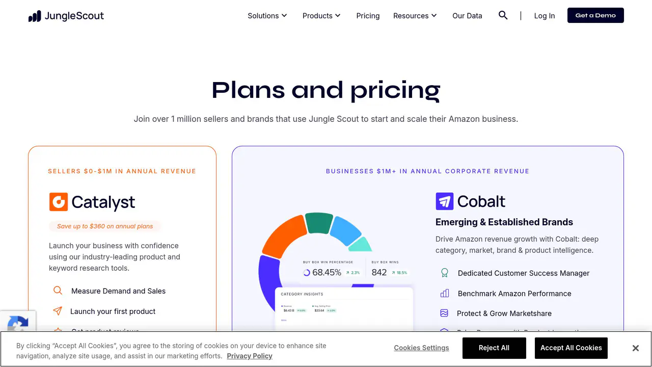 Pricing-page preview of Jungle Scout, captured Aug 16, 2026