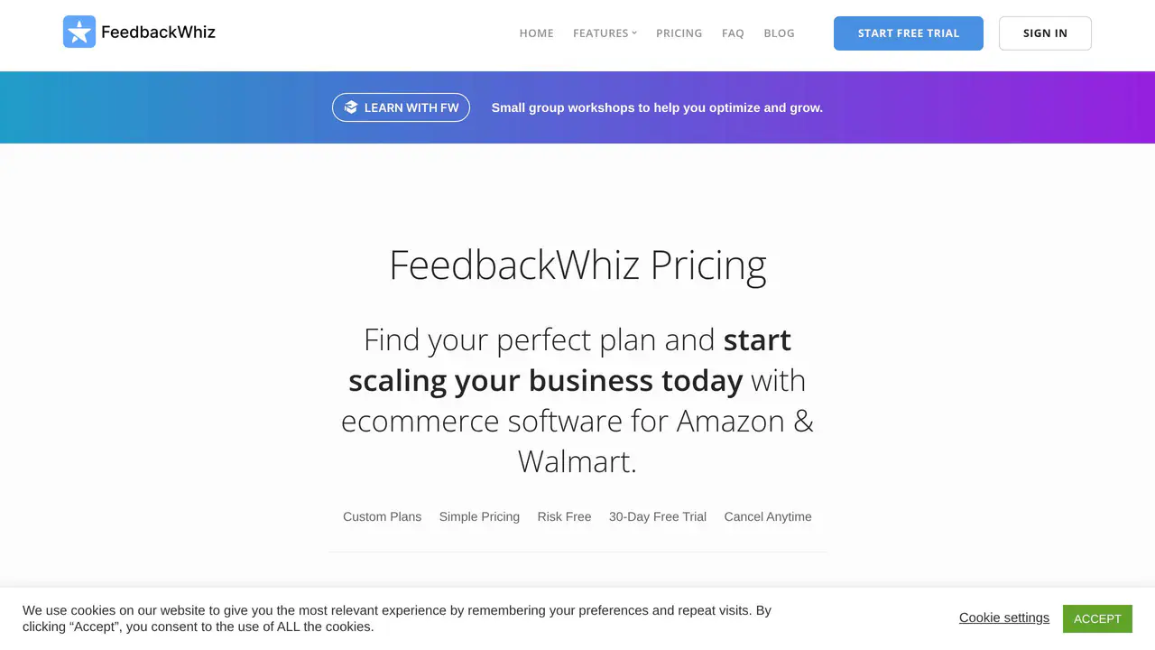 Pricing-page preview of FeedbackWhiz, captured Aug 23, 2026
