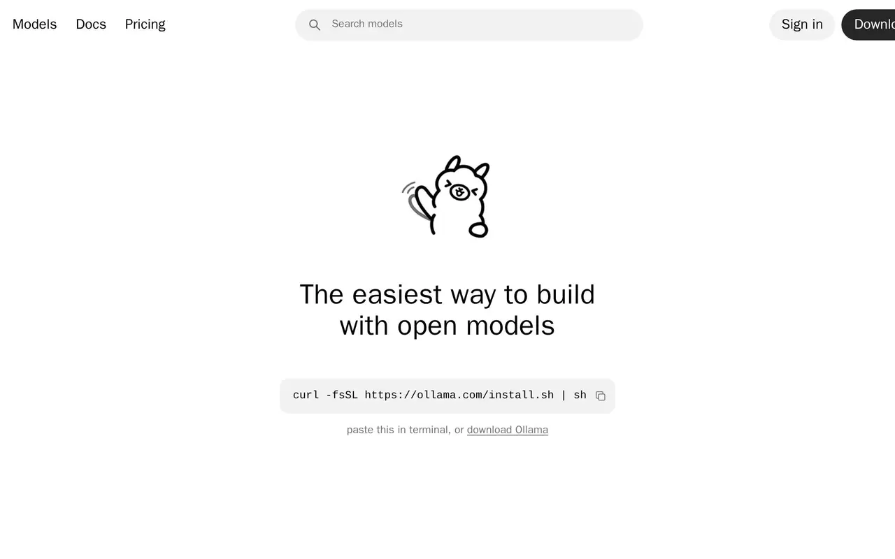Homepage preview of Ollama, captured Jul 22, 2026