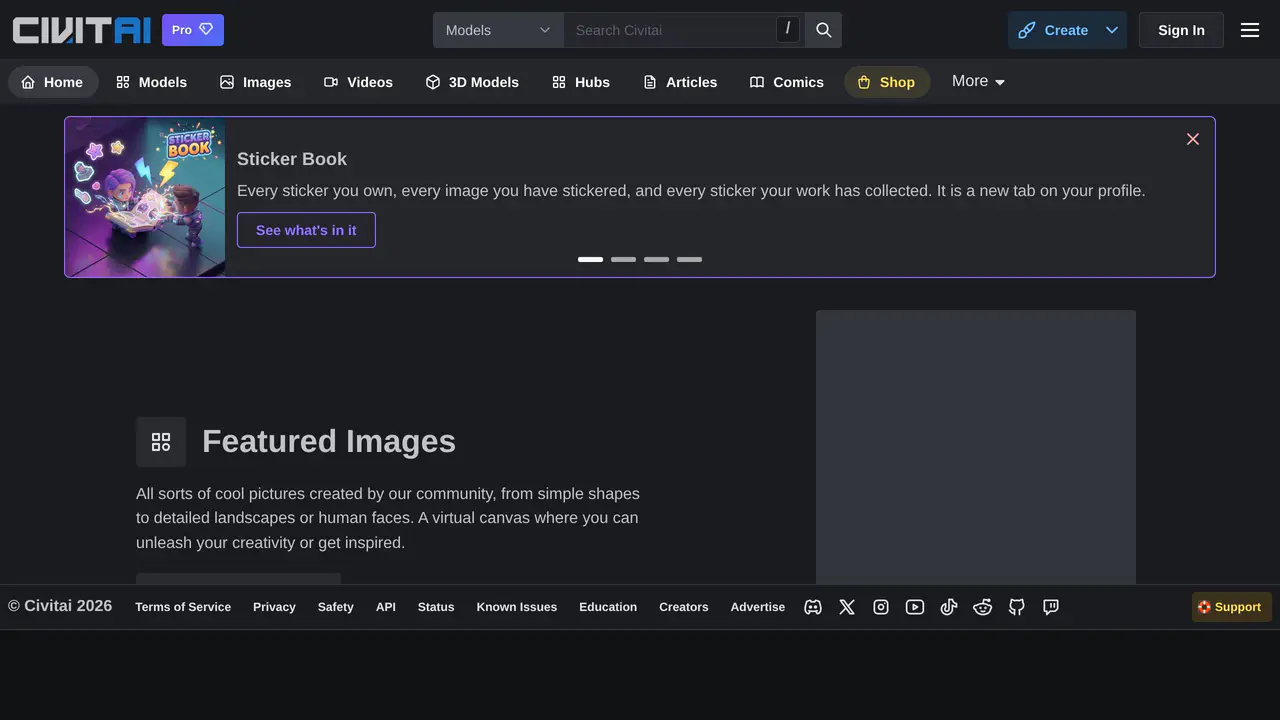 Homepage preview of Civitai, captured Aug 28, 2026