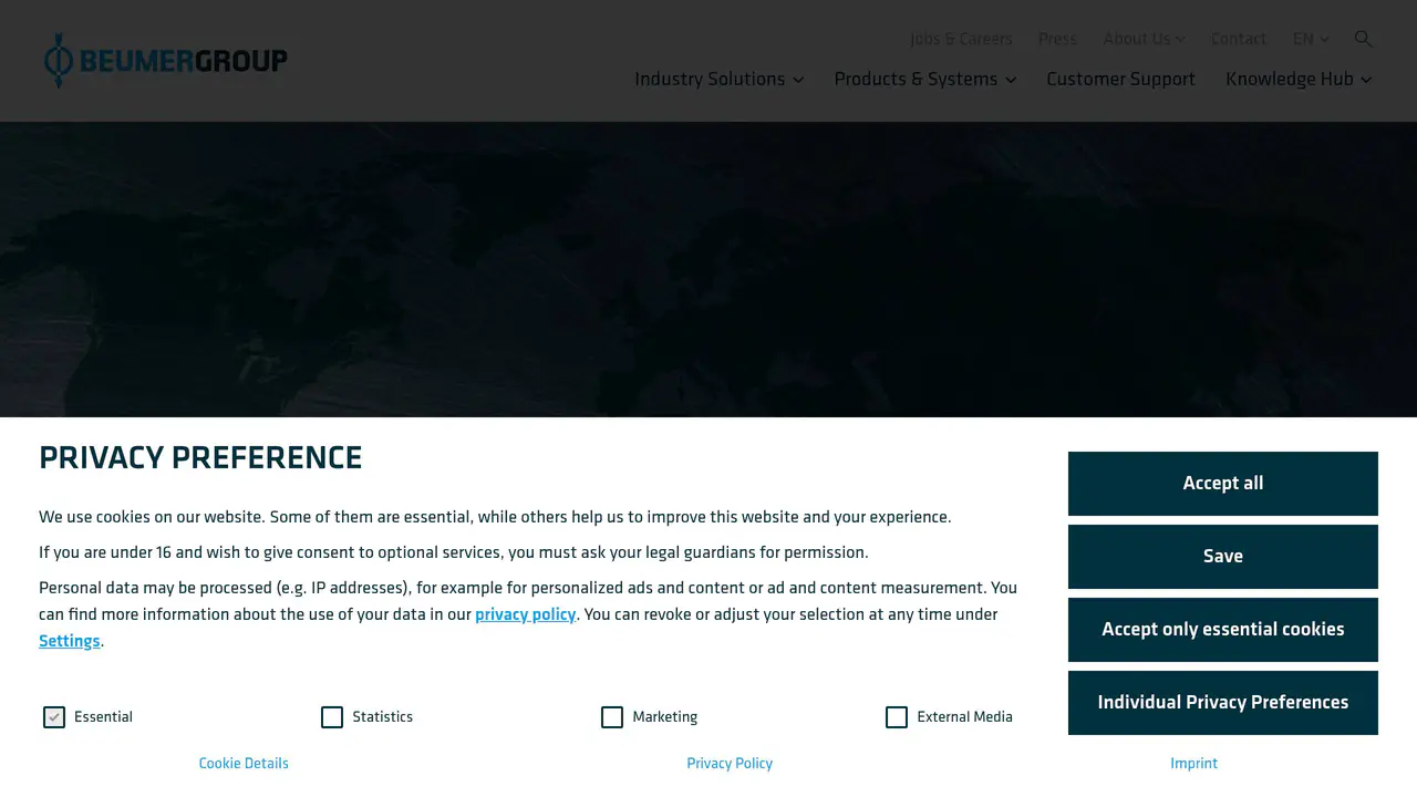 Homepage preview of Beumer Group, captured Sep 4, 2026