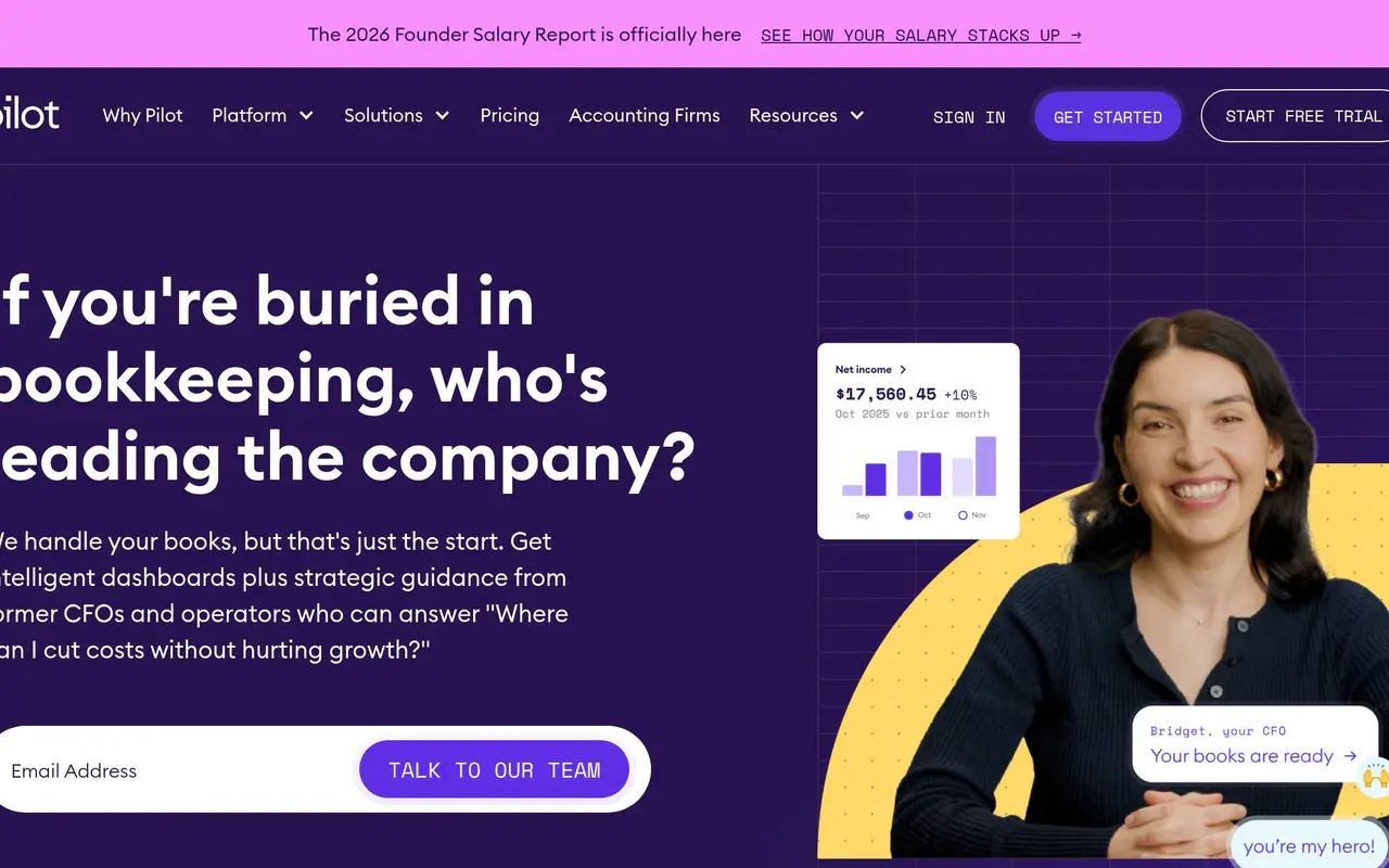 Homepage preview of Pilot, captured Jul 22, 2026