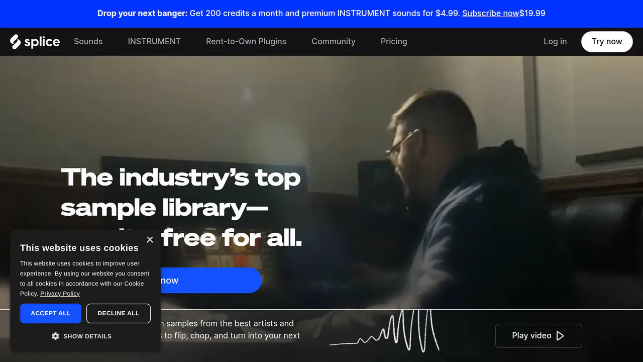 Homepage preview of Splice, captured Aug 22, 2026