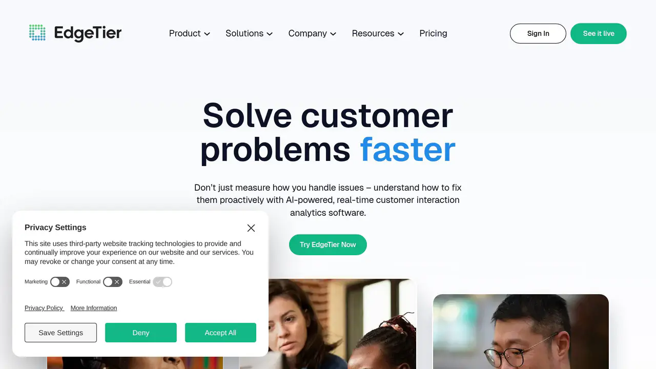 Homepage preview of EdgeTier, captured Jul 23, 2026