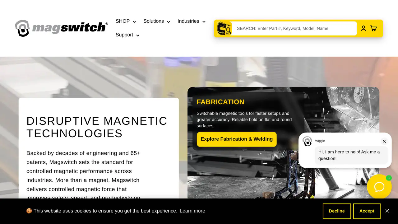 Homepage preview of Magswitch Technology, captured Aug 31, 2026
