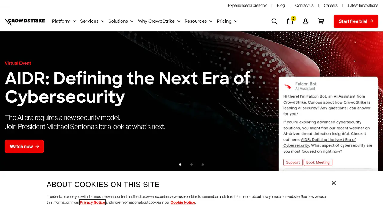 Homepage preview of CrowdStrike, captured Jul 24, 2026