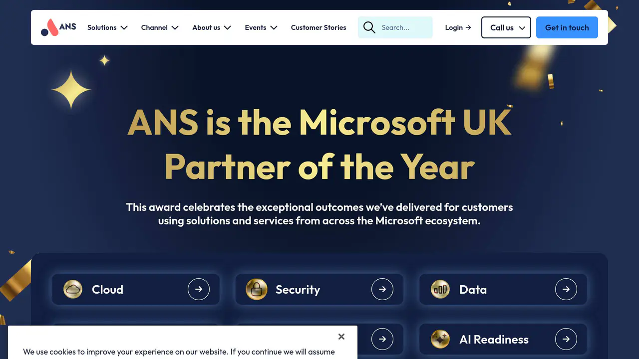 Homepage preview of ANS Group, captured Aug 30, 2026