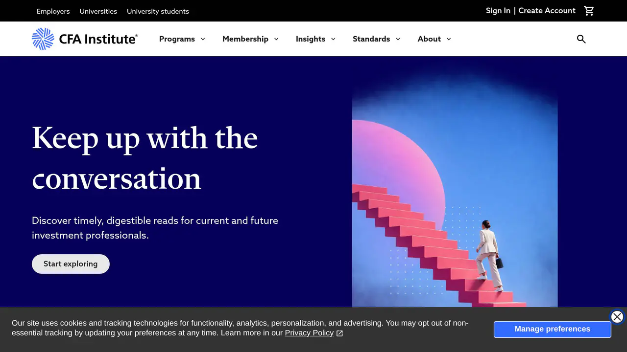 Homepage preview of CFA Institute, captured Aug 26, 2026