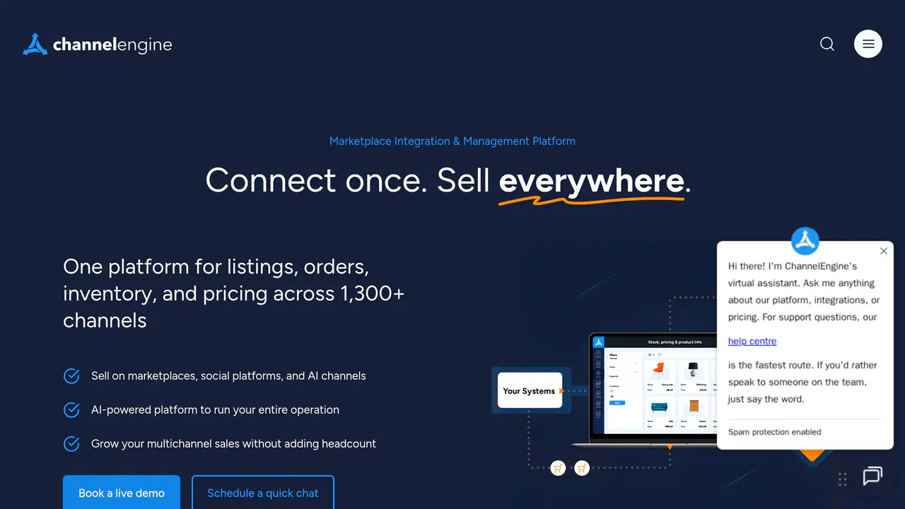 Homepage preview of ChannelEngine, captured Jul 26, 2026
