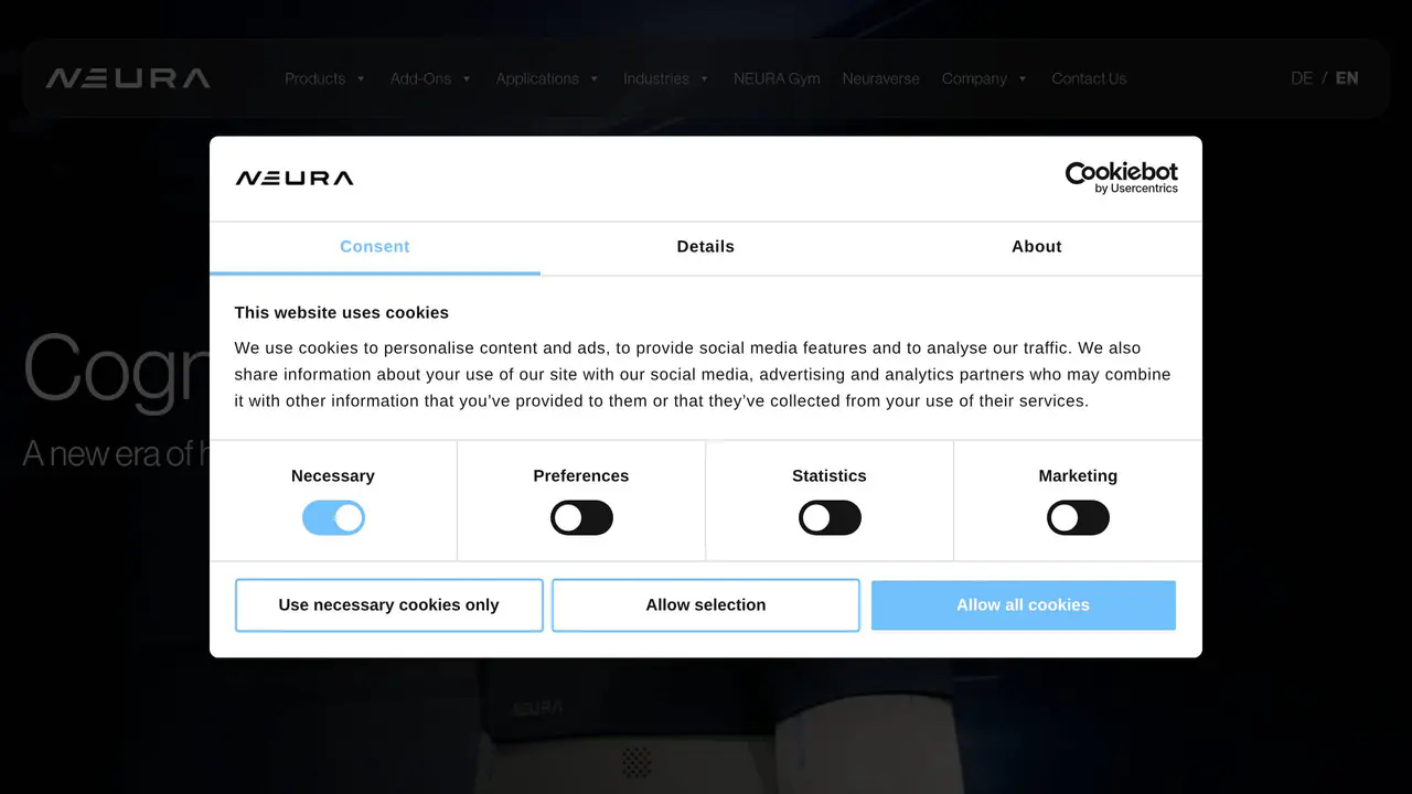 Homepage preview of Neura Robotics, captured Jul 23, 2026