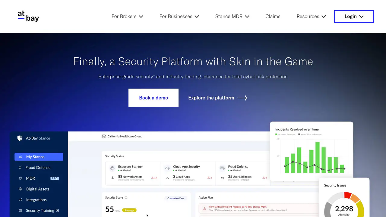 Homepage preview of At-Bay, captured Jul 30, 2026