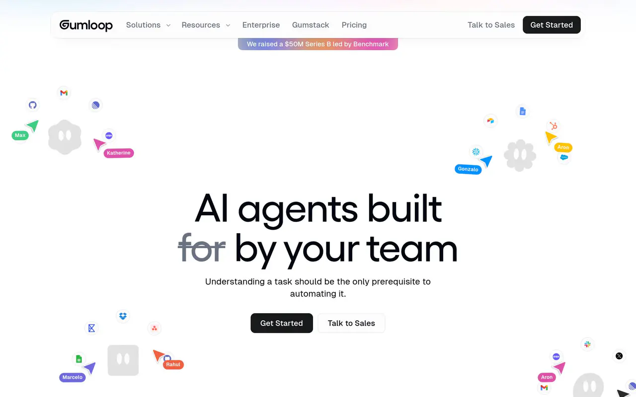 Homepage preview of Gumloop, captured Jul 21, 2026