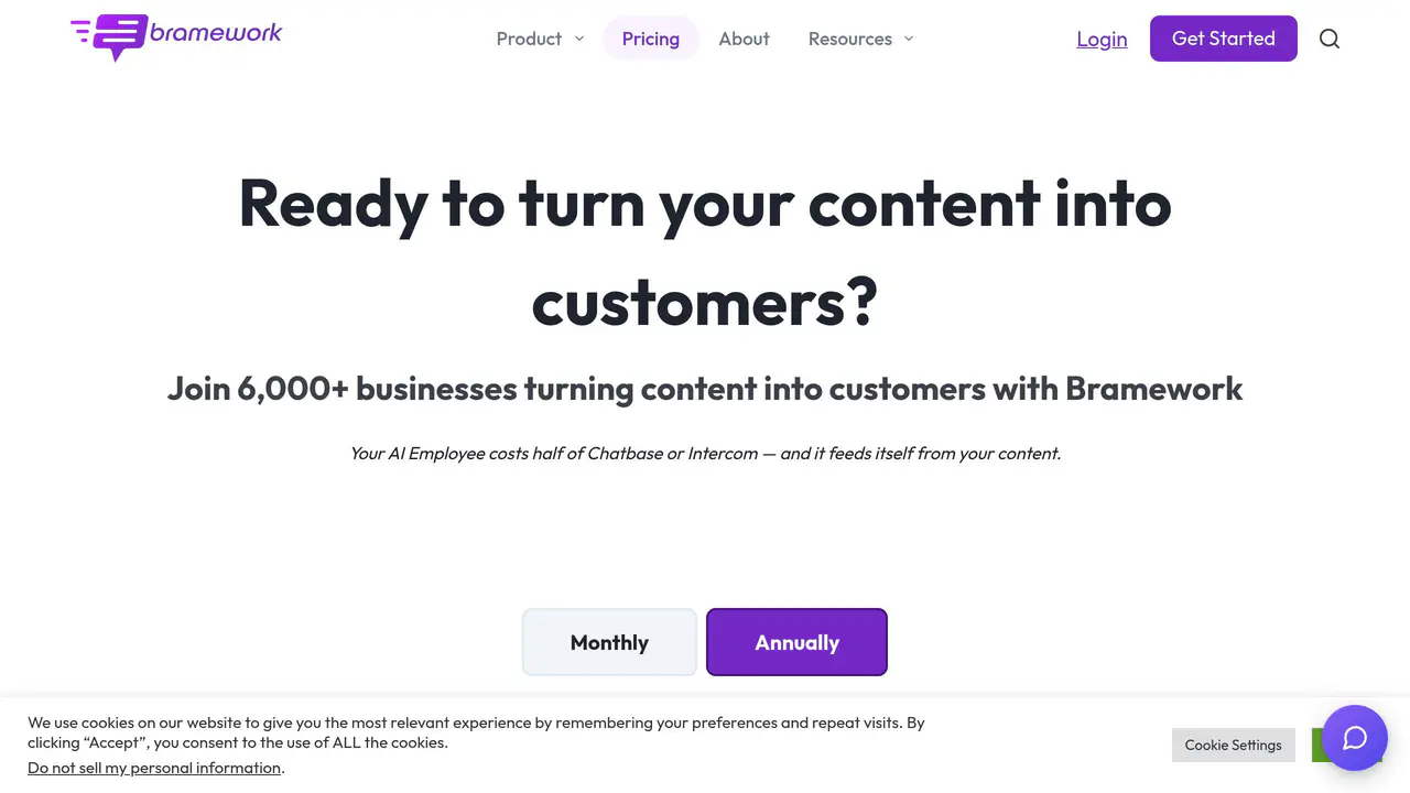 Pricing-page preview of Bramework, captured Aug 17, 2026